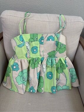 Hyacinth House Peplum Tank Top in Green and Cream